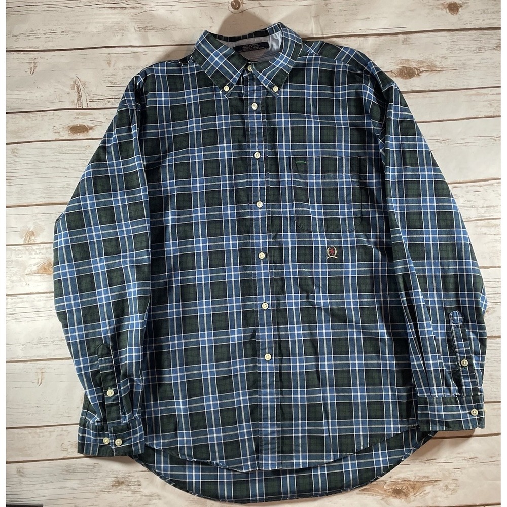 Vintage Tommy Hilfiger Plaid Button Down Shirt Men's Large‎ Y2K 90s